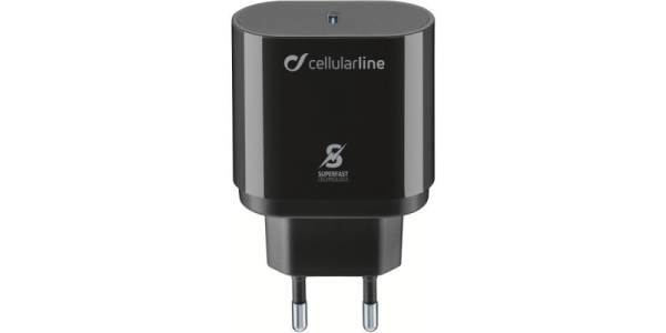 Cellularline, Reiselader 25W USB Type-C für Samsung, Schwarz